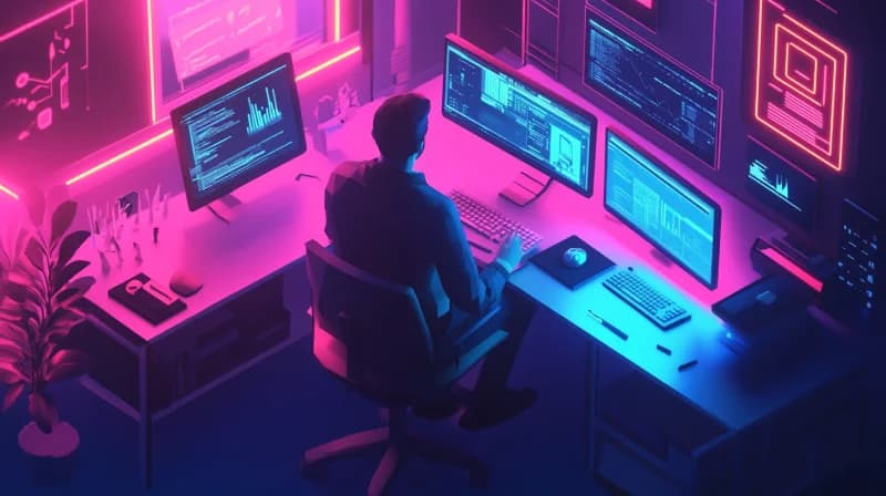 Illustration d'un développeur effectuant de la maintenance